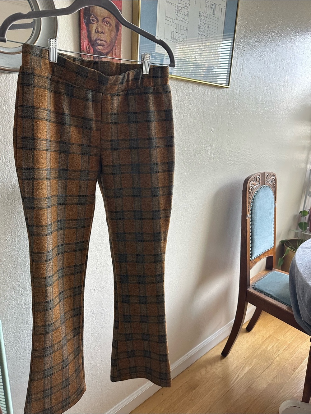 Wishlist Plaid Brown Flare Pants
